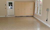 Standard maple cabinets on stainless steel legs.