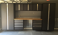 Pro Series grey cabinets. Wall mounted for easy cleaning!