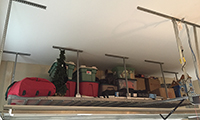 Overhead storage is a great place for seasonal decorations.