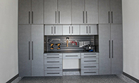 Pewter finish with black handles. Sharp!